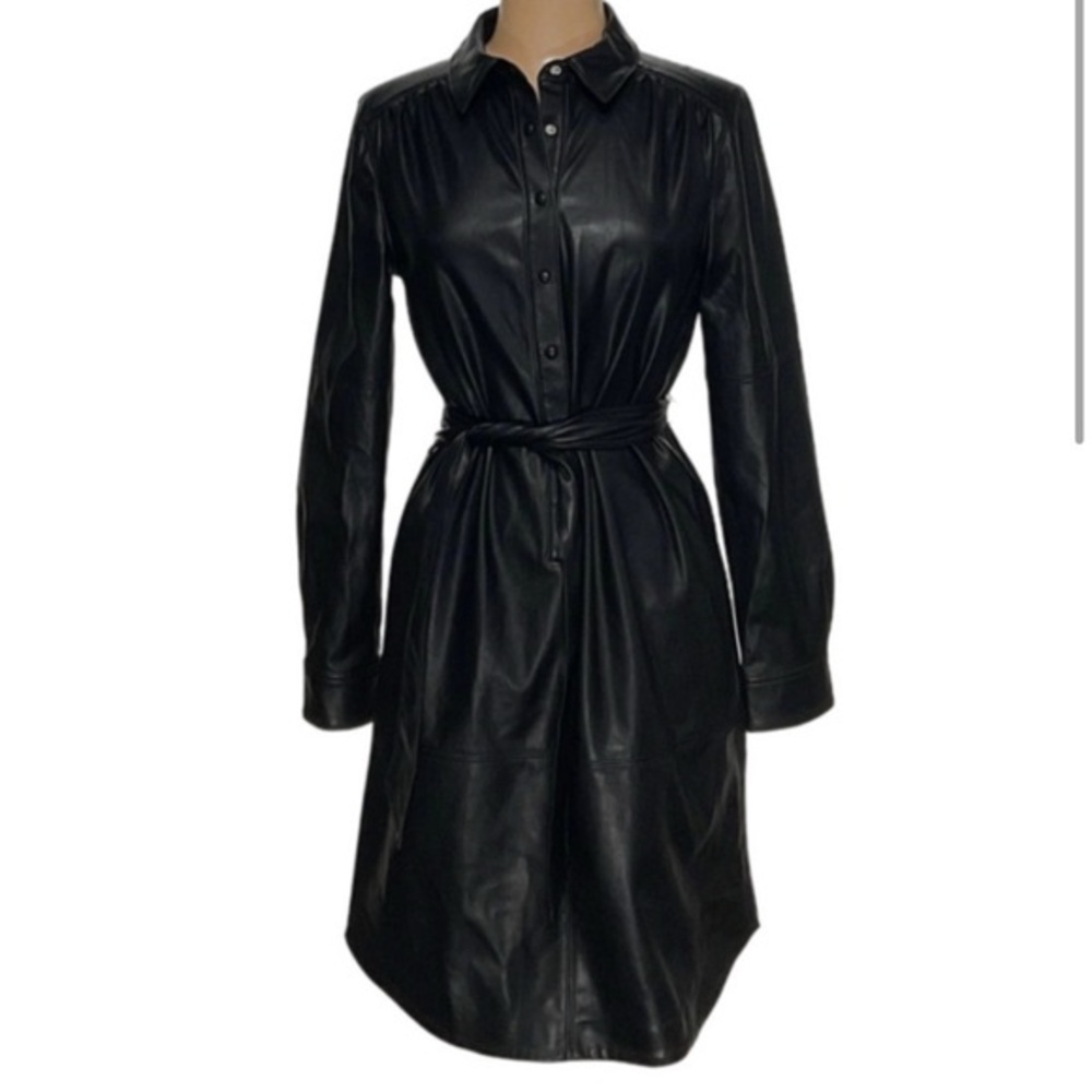 Joseph Ribkoff Black Faux‎ Leather Dress Size Small